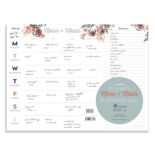 TF Publishing Floral Weekly Meal Planning Pad